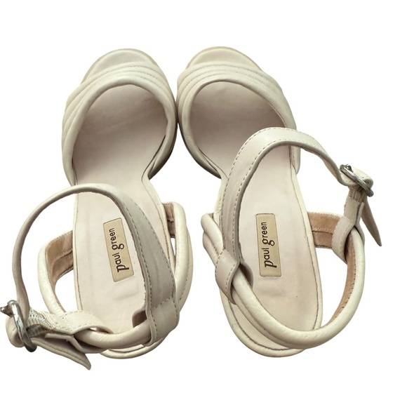 Paul Green Cream Heels with Ankle Strap Size 6 1/5 - retails for $389 - Picture 2 of 7